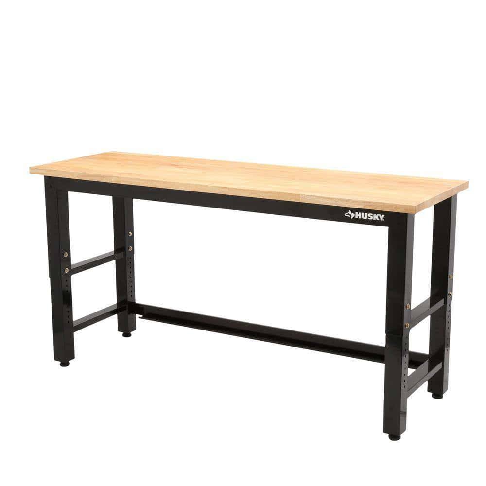 G7200S-US 6 ft. Adjustable Height Solid Wood Top Workbench in Black for Ready to Assemble Steel Garage Storage System