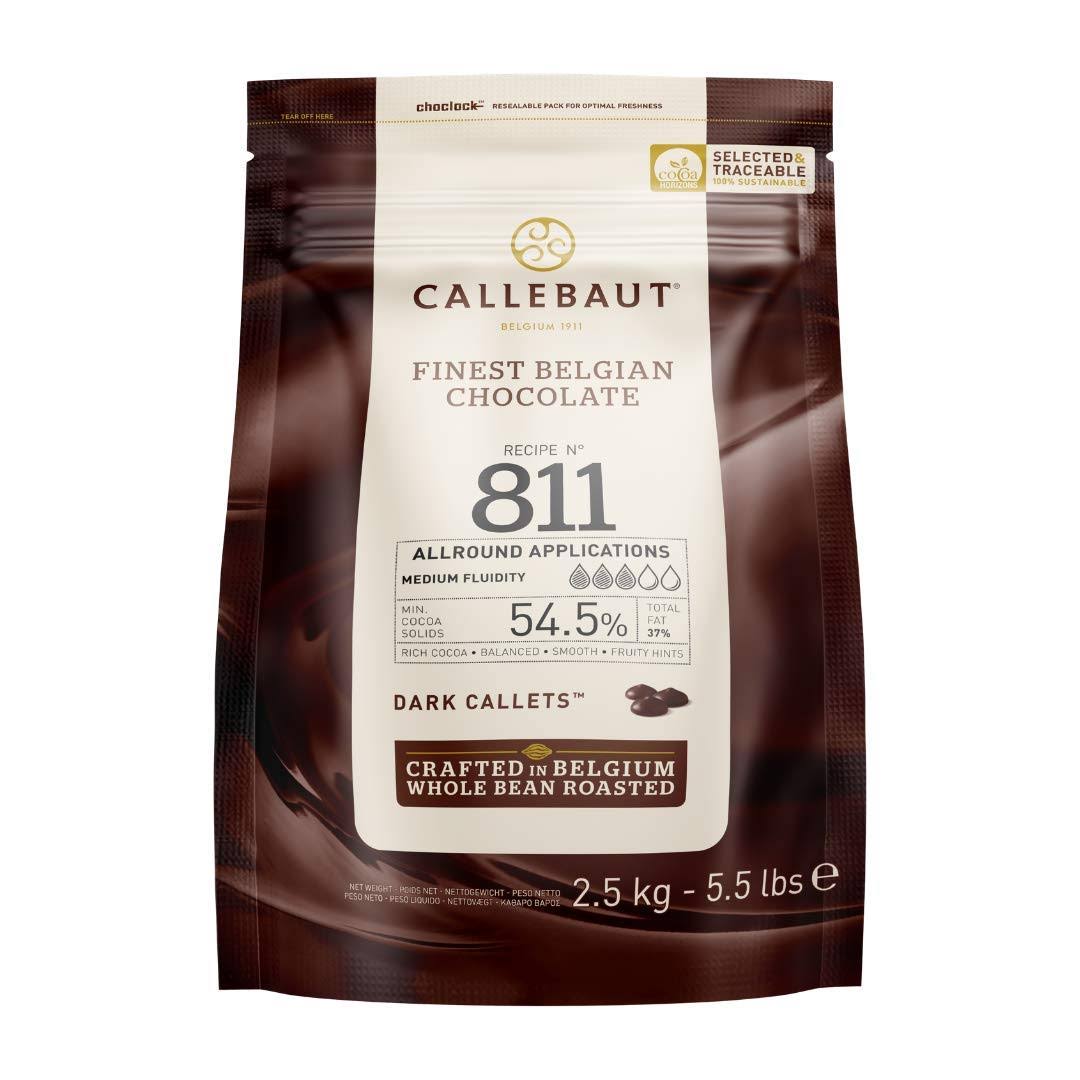 Callebaut Belgian Dark Couverture Chocolate Semisweet Callets, 54.5%   5.5 Lbs