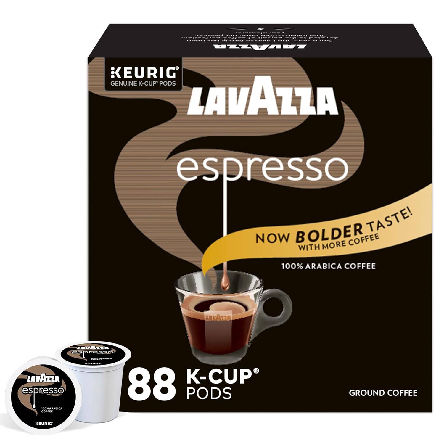 Lavazza Espresso Single-Serve Coffee K-Cups for Keurig Brewer, Medium Roast, 88 capsules Value Pack, 100% Arabica