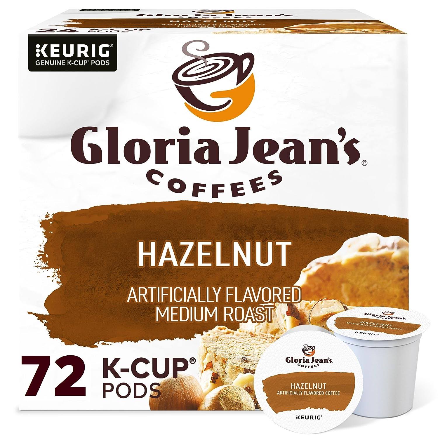 Gloria Jean s Hazelnut Keurig Single-Serve K-Cup Pods, Medium Roast Coffee, 72 Count (6 Packs of 12)