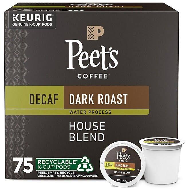 Peet s Coffee Decaf Dark Roast K-Cup Pods, House Blend (75 ct.)