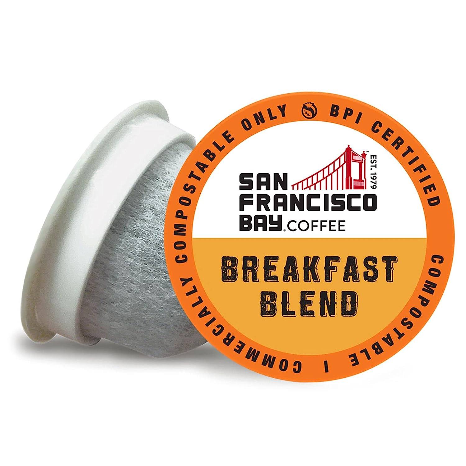 San Francisco Bay Compostable Coffee Pods   Breakfast Blend (80 Ct) K Cup Compatible including Keurig 2.0, Medium Roast