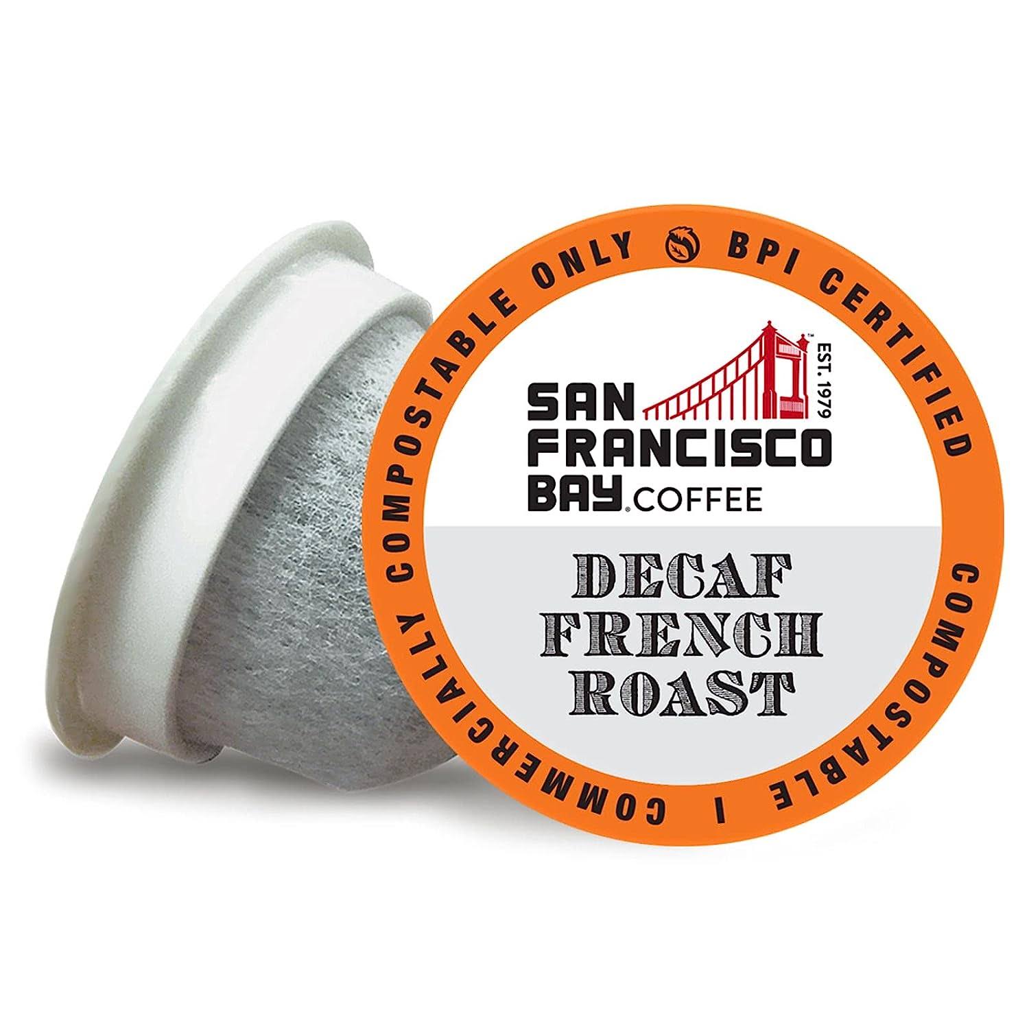 San Francisco Bay Compostable Coffee Pods   DECAF French Roast (80 Ct) K Cup Compatible including Keurig 2.0, Dark Roast, Swiss Water Processed