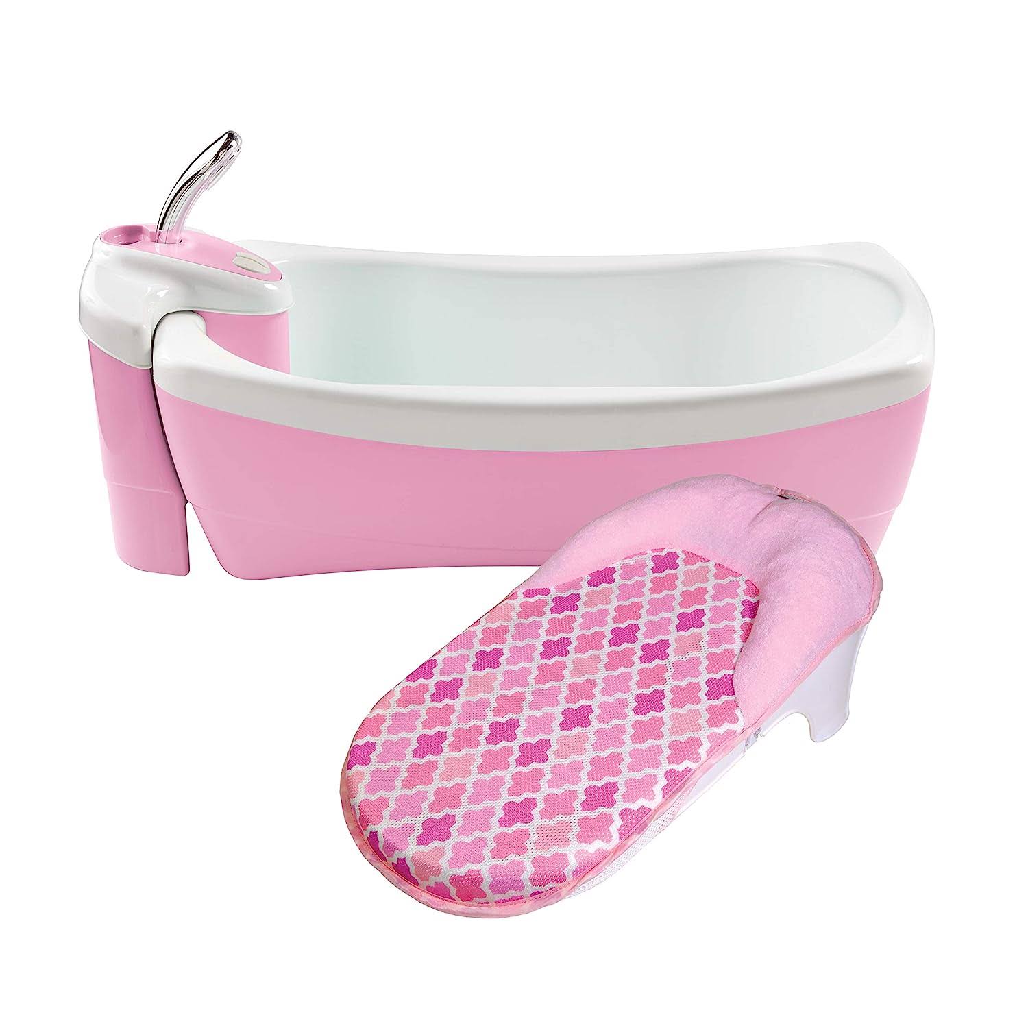 Lil Luxuries Whirlpool Bubbling Spa   Shower (Pink) Luxurious Baby Bathtub with Circulating Water s, 2 Piece Set (Pack of 1)