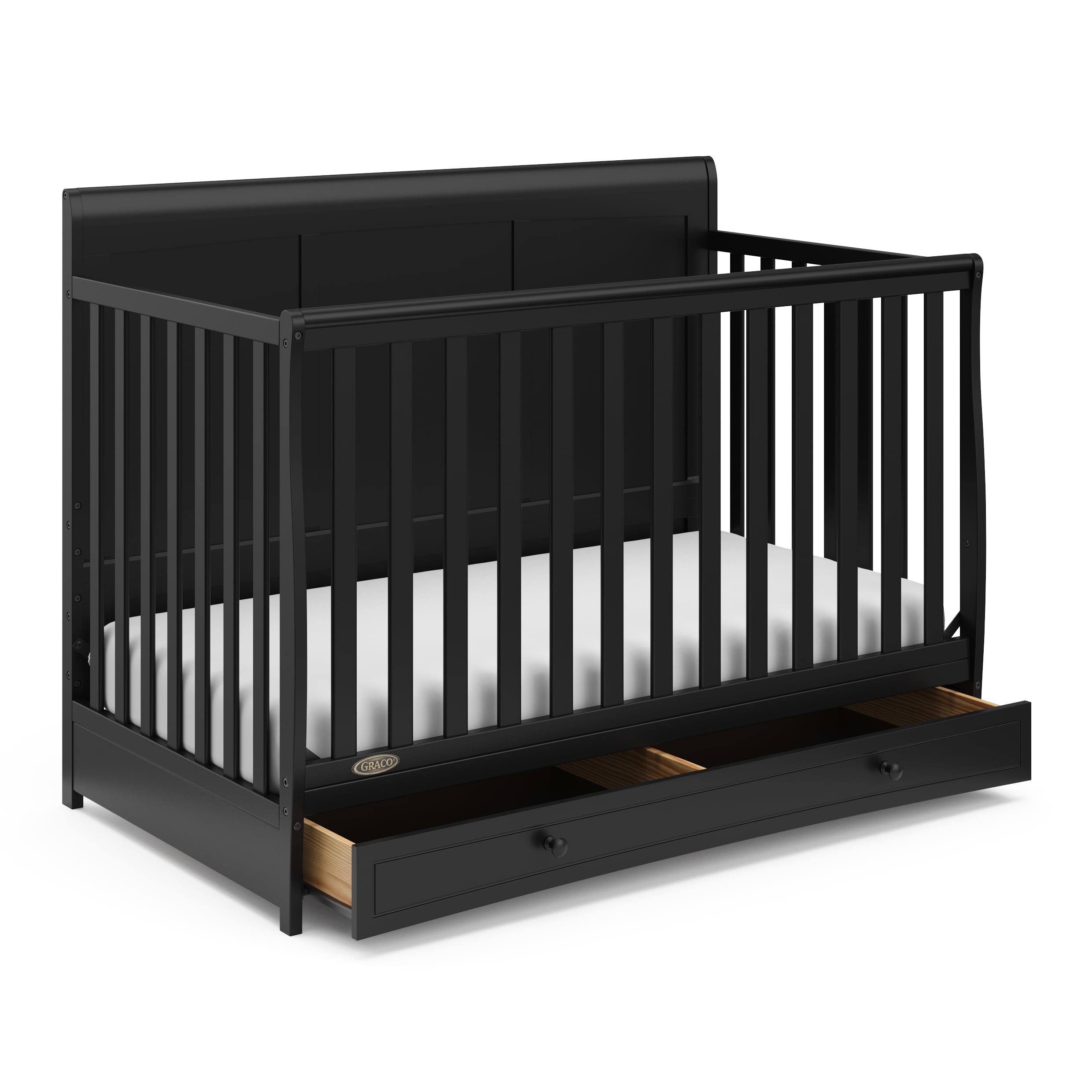 Asheville 4-in-1 Convertible Baby Crib with Drawer, Black