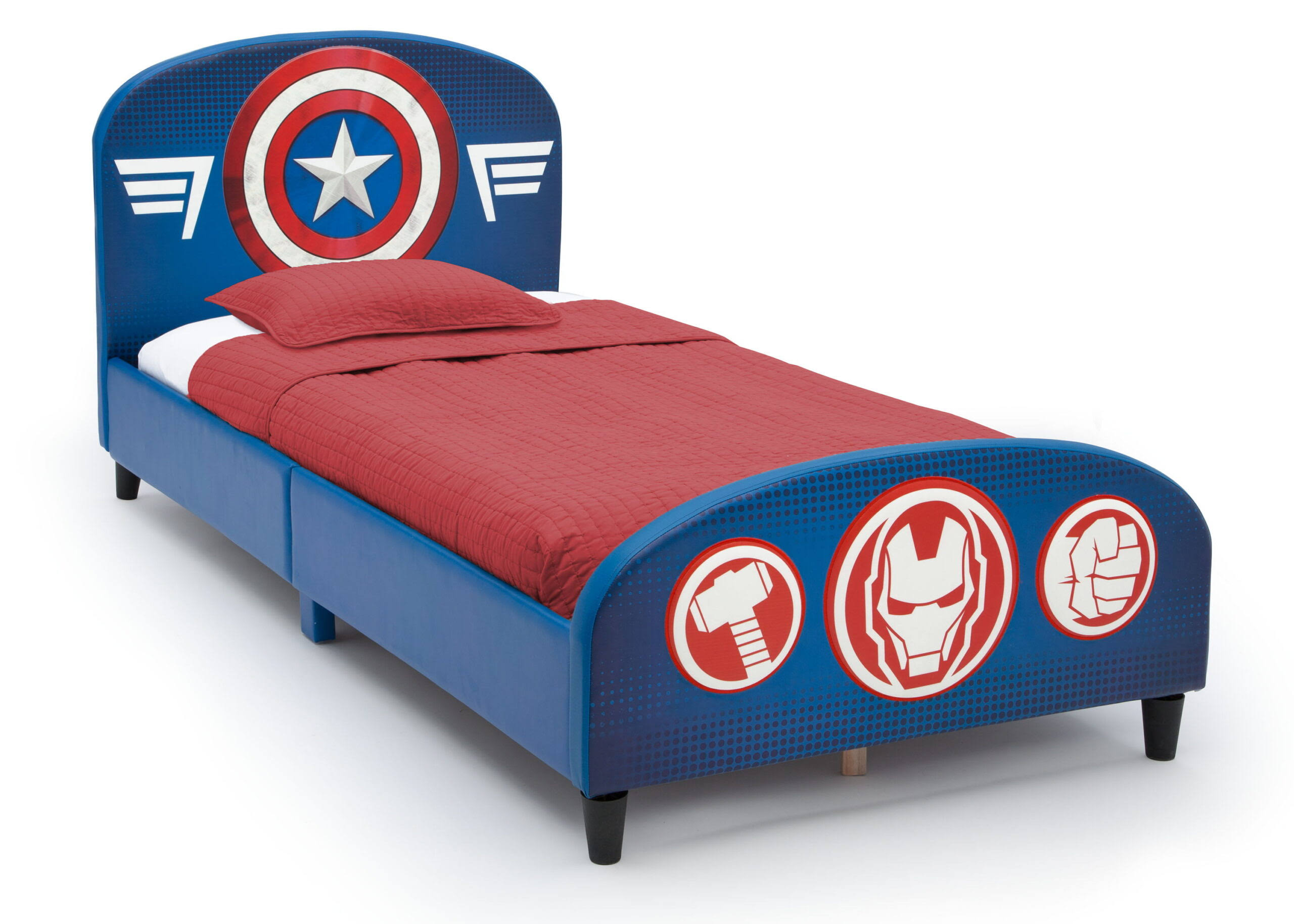 Marvel Avengers Upholstered Twin Bed, with Thor, Iron Man, Hulk,   Captain America