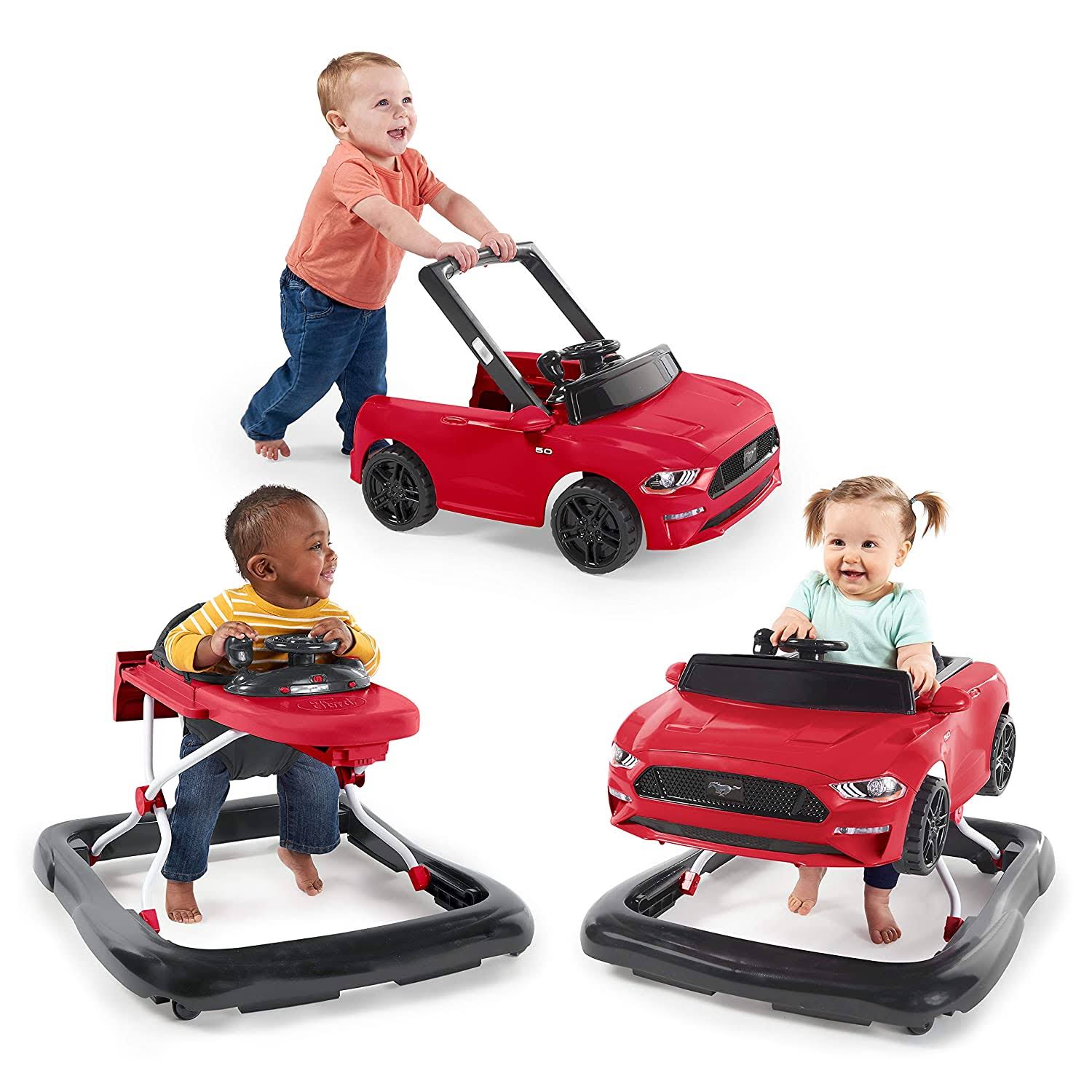 Bright Starts Ways to Play 4-in-1 Walker   Ford Mustang, Red, Ages 6 Months +, Red